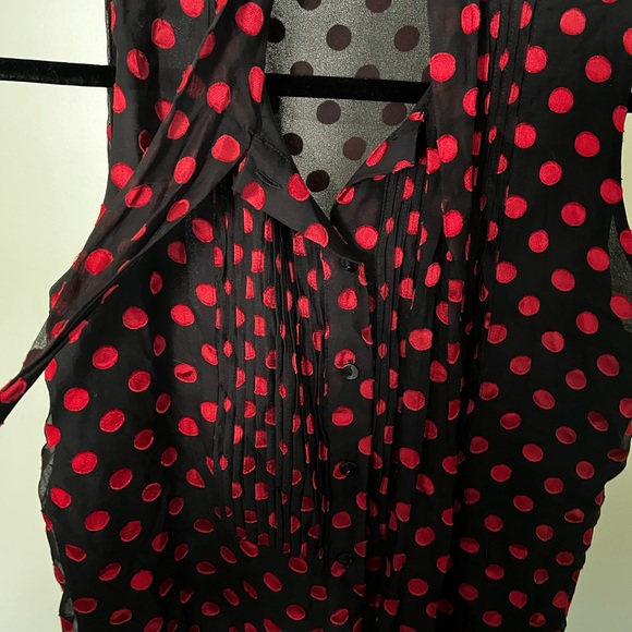 ANN TAYLOR black&red polka dot tie tank - Picture 3 of 4